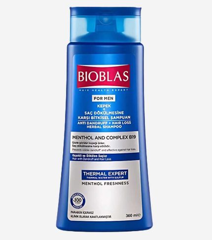 BIOBLAS Menthol & Complex B19 Shampoo for Men – 360 ml